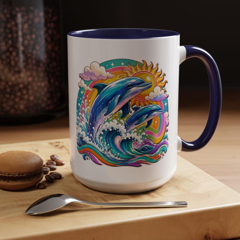 DOLPHIN SPLASH 2 Aquarium-serie Fireball Art-koffiemok - 2 maten afbeelding 16