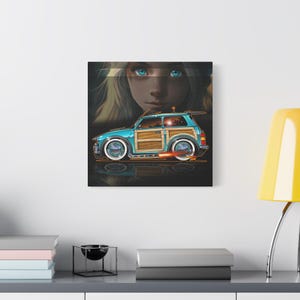 MINI COOPER Custom Woodie Fireball Art Canvas Print image 13