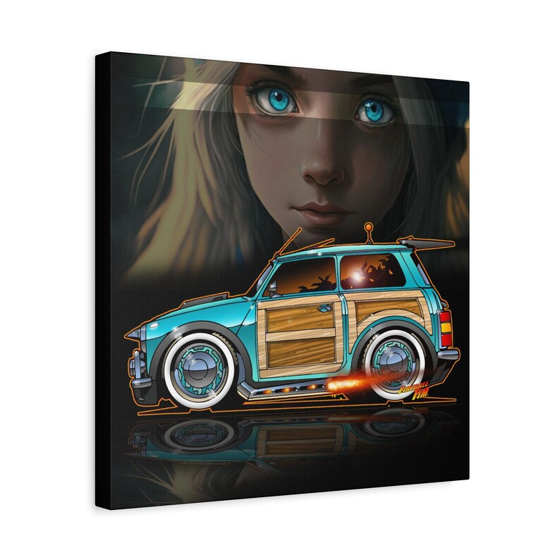 MINI COOPER Custom Woodie Fireball Art Canvas Print image 12