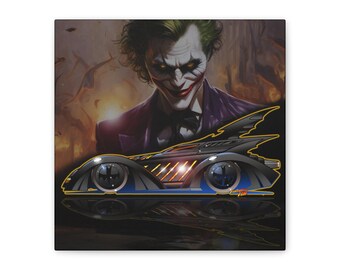 BATMAN NA ZAWSZE BATMOBILE Joker Fireball Art Canvas Print