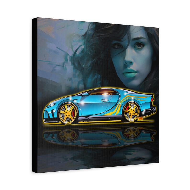 BUGATTI CHIRON Hypercar Fireball Art Canvas Wall Print image 12