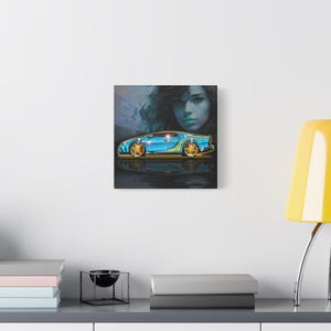 BUGATTI CHIRON Hypercar Fireball Art Canvas Wall Print image 3