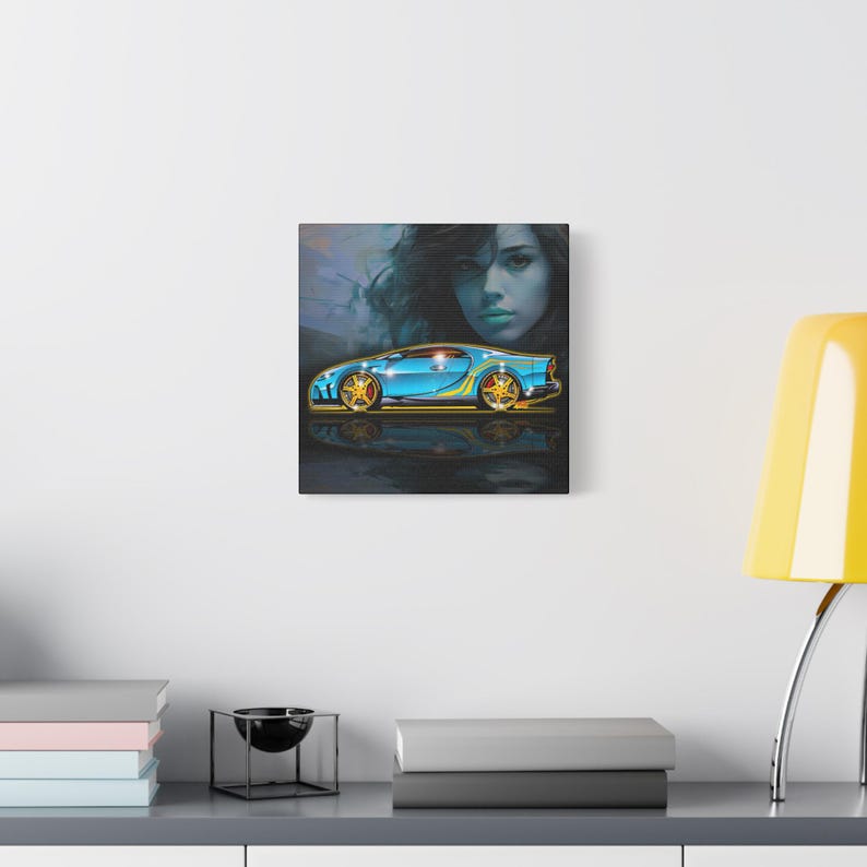 BUGATTI CHIRON Hypercar Fireball Art Canvas Wall Print image 3