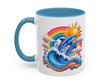 DOLPHIN SPLASH 1 Aquarium Series Fireball Art Coffee Mug - 2 Sizes