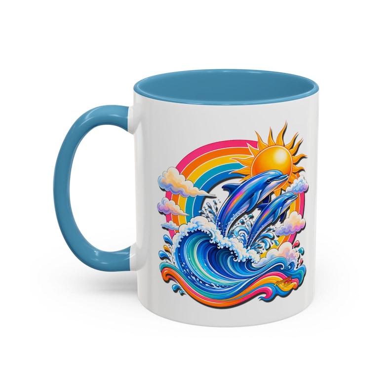 DOLPHIN SPLASH 1 Aquarium Series Fireball Art Coffee Mug - 2 Sizes image 1
