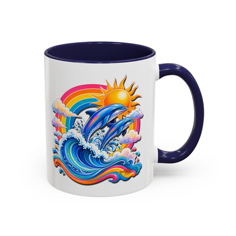 DOLPHIN SPLASH 1 Akvariumserie Eldbollskonst Kaffemugg - 2 storlekar bild 3