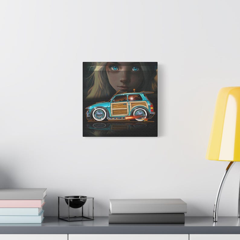 MINI COOPER Custom Woodie Fireball Art Canvas Print image 3