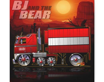BJ and THE BEAR Semi Truck Canvas Art Wall Print - 2 Sizes