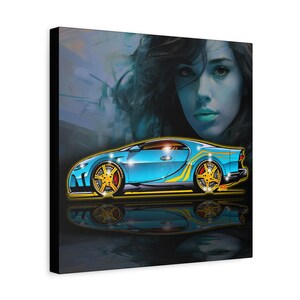 BUGATTI CHIRON Hypercar Fireball Art Canvas Wall Print image 7