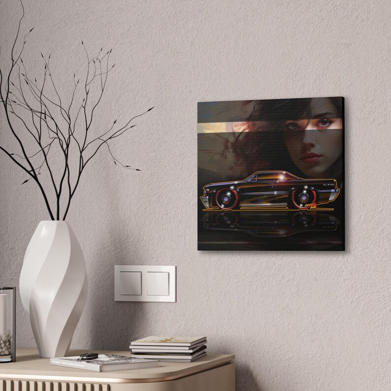 PONTIAC BONNEVILLE 1964 Fireball Art Canvas Print image 8