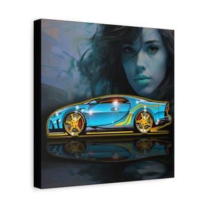 BUGATTI CHIRON Hypercar Fireball Art Canvas Wall Print image 2