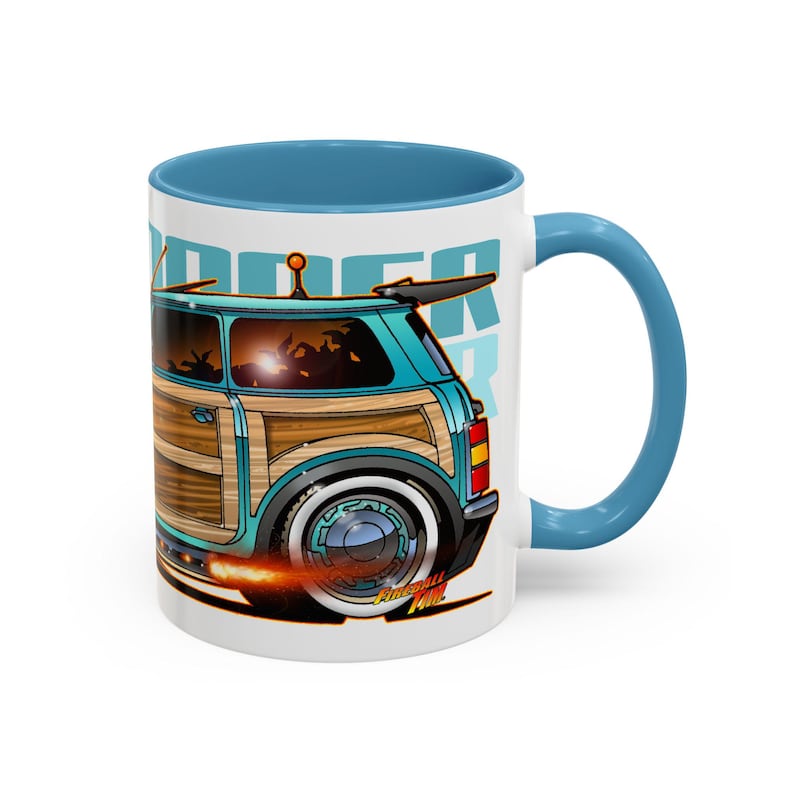 MINI COOPER Custom Woodie Fireball Art Coffee Mug 11oz image 1