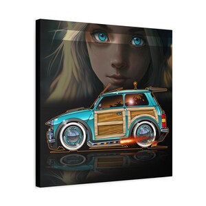 MINI COOPER Custom Woodie Fireball Art Canvas Print image 17