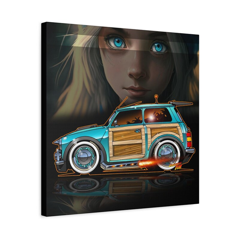 MINI COOPER Custom Woodie Fireball Art Canvas Print image 17