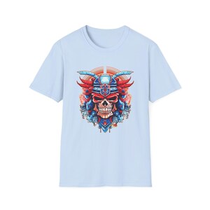 SAMURAI SKULL Fireball Art Unisex Softstyle T-Shirt - Multiple Colors image 8