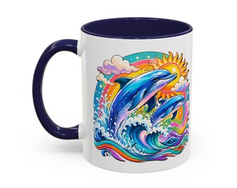 DOLPHIN SPLASH 2 Aquarium Series Fireball Art Coffee Mug - 2 Sizes