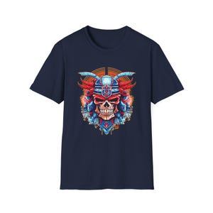 SAMURAI SKULL Fireball Art Unisex Softstyle T-Shirt - Multiple Colors image 10