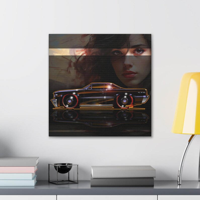 PONTIAC BONNEVILLE 1964 Fireball Art Canvas Print image 11