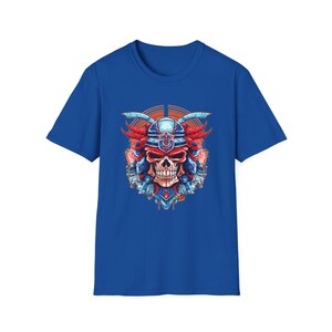 SAMURAI SKULL Fireball Art Unisex Softstyle T-Shirt - Multiple Colors image 9