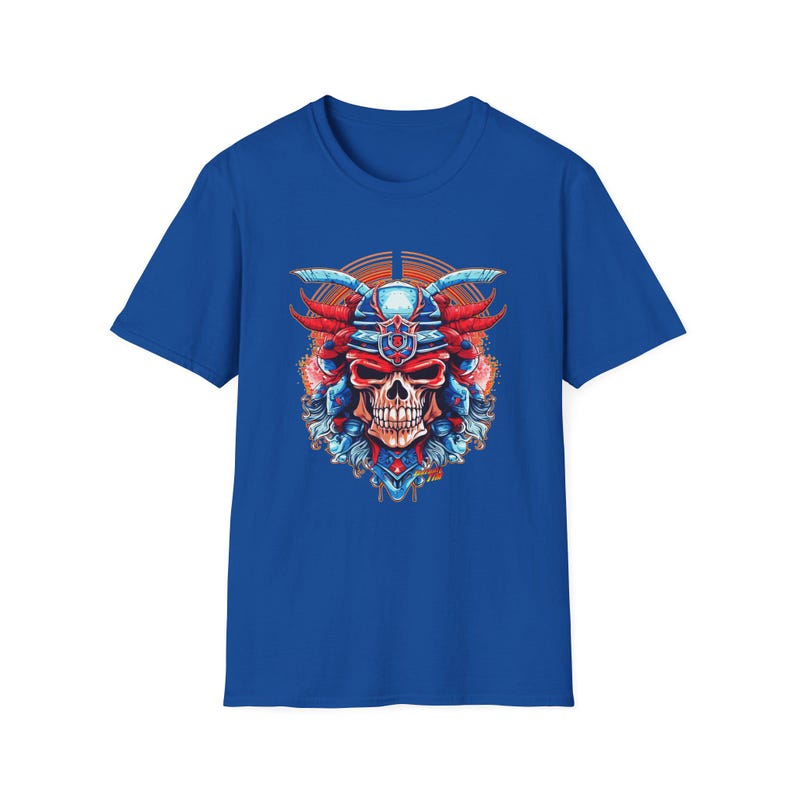 SAMURAI SKULL Fireball Art Unisex Softstyle T-Shirt - Multiple Colors image 9