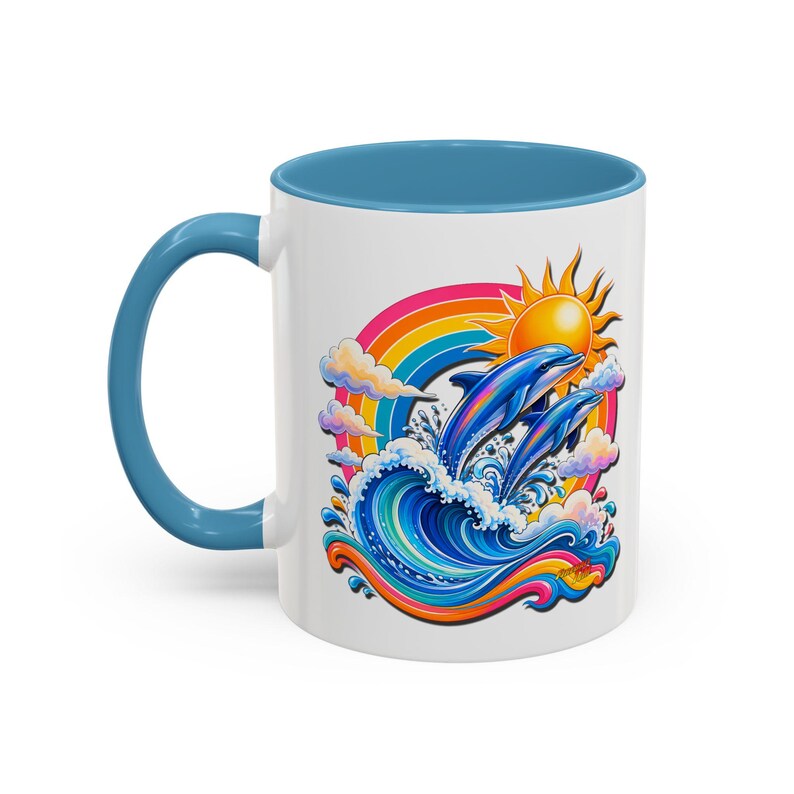 DOLPHIN SPLASH 1 Akvariumserie Eldbollskonst Kaffemugg - 2 storlekar bild 14