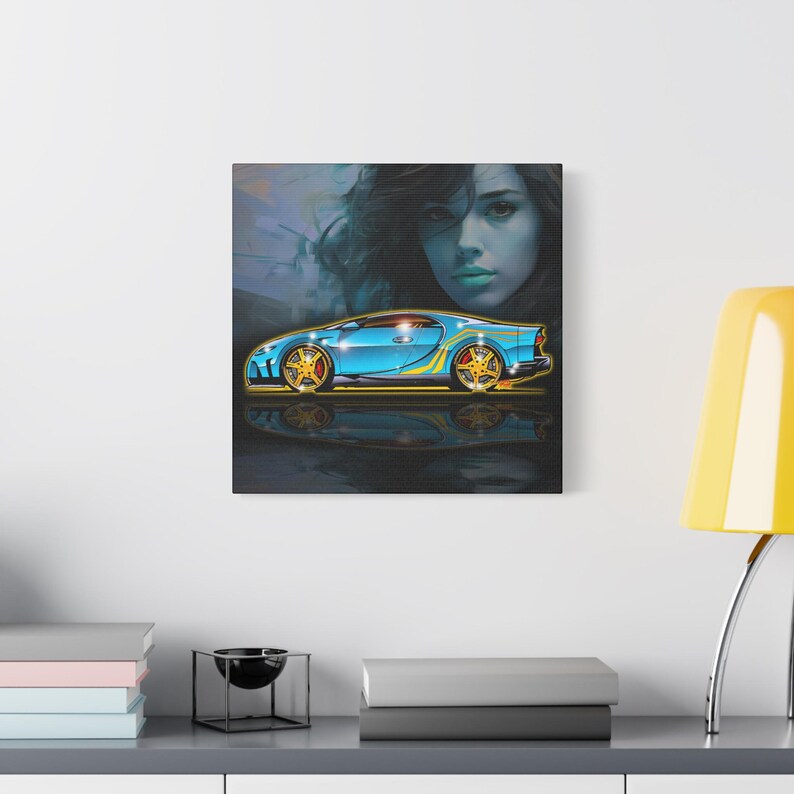 BUGATTI CHIRON Hypercar Fireball Art Canvas Wall Print image 13