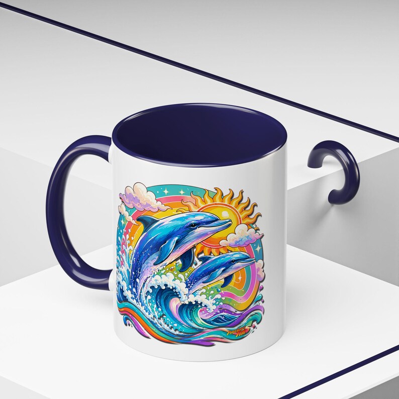 DOLPHIN SPLASH 2 Aquarium-serie Fireball Art-koffiemok - 2 maten afbeelding 6