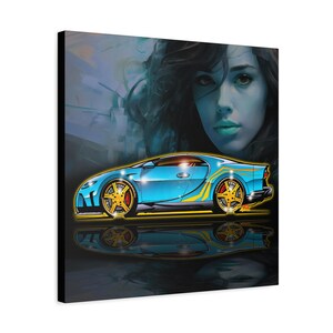 BUGATTI CHIRON Hypercar Fireball Art Canvas Wall Print image 17