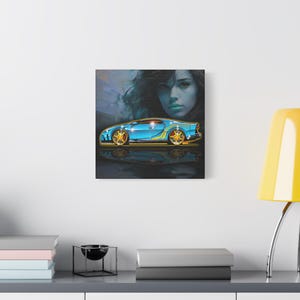 BUGATTI CHIRON Hypercar Fireball Art Canvas Wall Print image 8