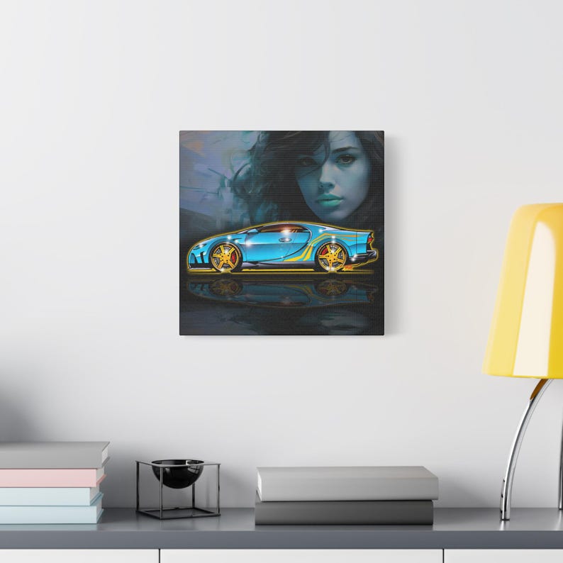 BUGATTI CHIRON Hypercar Fireball Art Canvas Wall Print image 8