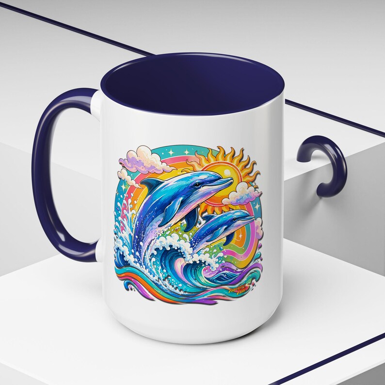 DOLPHIN SPLASH 2 Aquarium-serie Fireball Art-koffiemok - 2 maten afbeelding 17