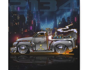 BACK to the FUTURE Chevy 3100 Pickup Time Machine Canvas Art Wall Print - 2 Sizes