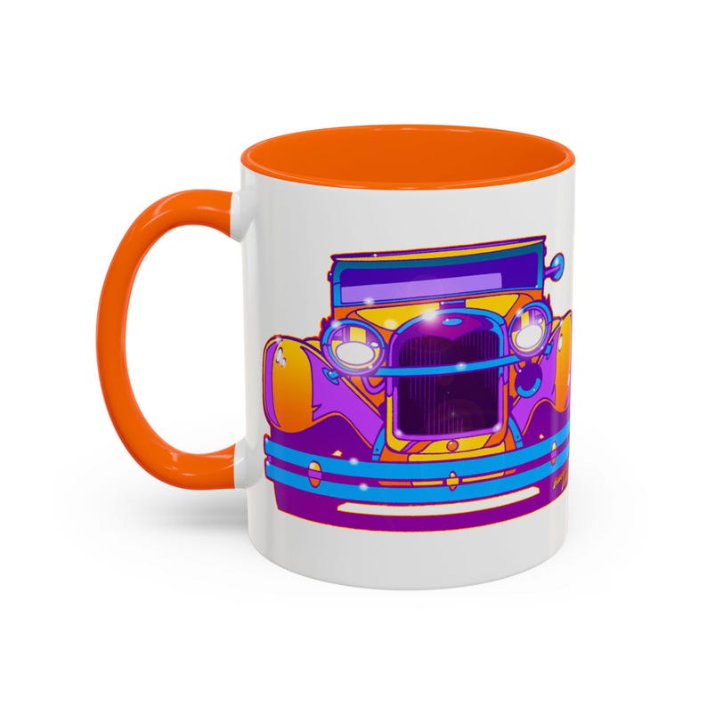 FORD 1930 Hot Rod Classic Car Fireball Art-koffiemok - 2 maten afbeelding 1