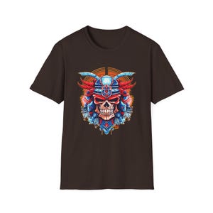 SAMURAI SKULL Fireball Art Unisex Softstyle T-Shirt - Multiple Colors image 4
