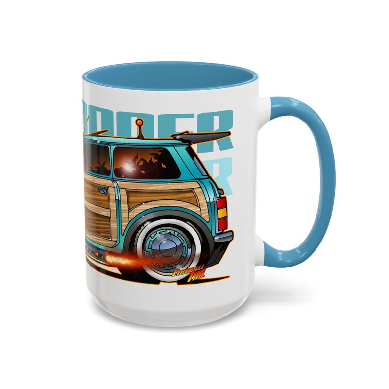 MINI COOPER Custom Woodie Fireball Art Coffee Mug 11oz image 8