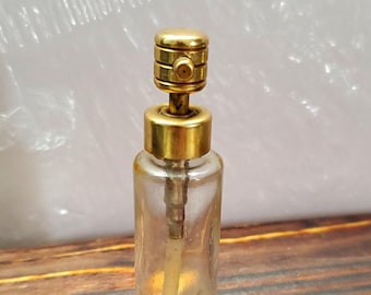 Frasco de perfume de vidrio mini vintage con atomizador y tapa dorada (sin tapa)