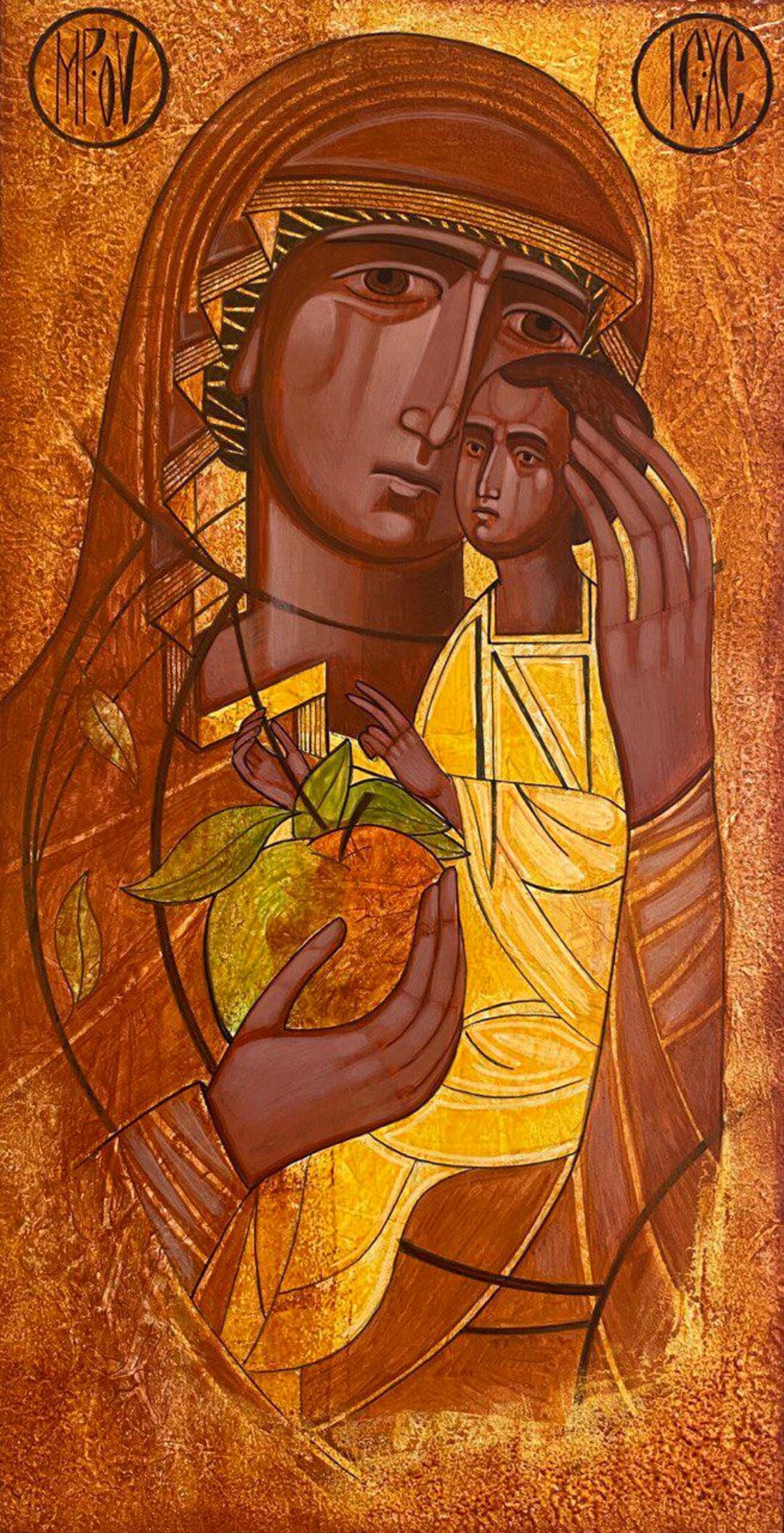 Virgin Mary and Baby Jesus Poster. Fine Art Print on Canvas of Modern ...