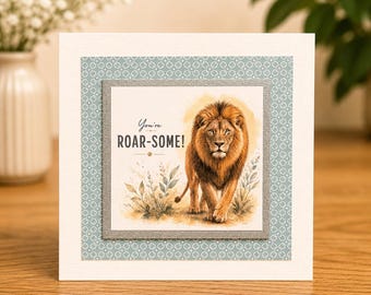 Funny Lion Card – You’re Roar-some Card – Cute Animal Card – Birthday Card – Encouragement Card – Lion Lover Gift – Watercolour Greeting Car