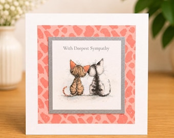 Sympathy Card – Cat Sympathy Card – With Deepest Sympathy Card – Pet Loss Card – Thinking of You Card – Cute Cat Bereavement Card – Animal L