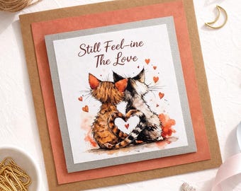 Cat Themed Handmade Anniversary Card