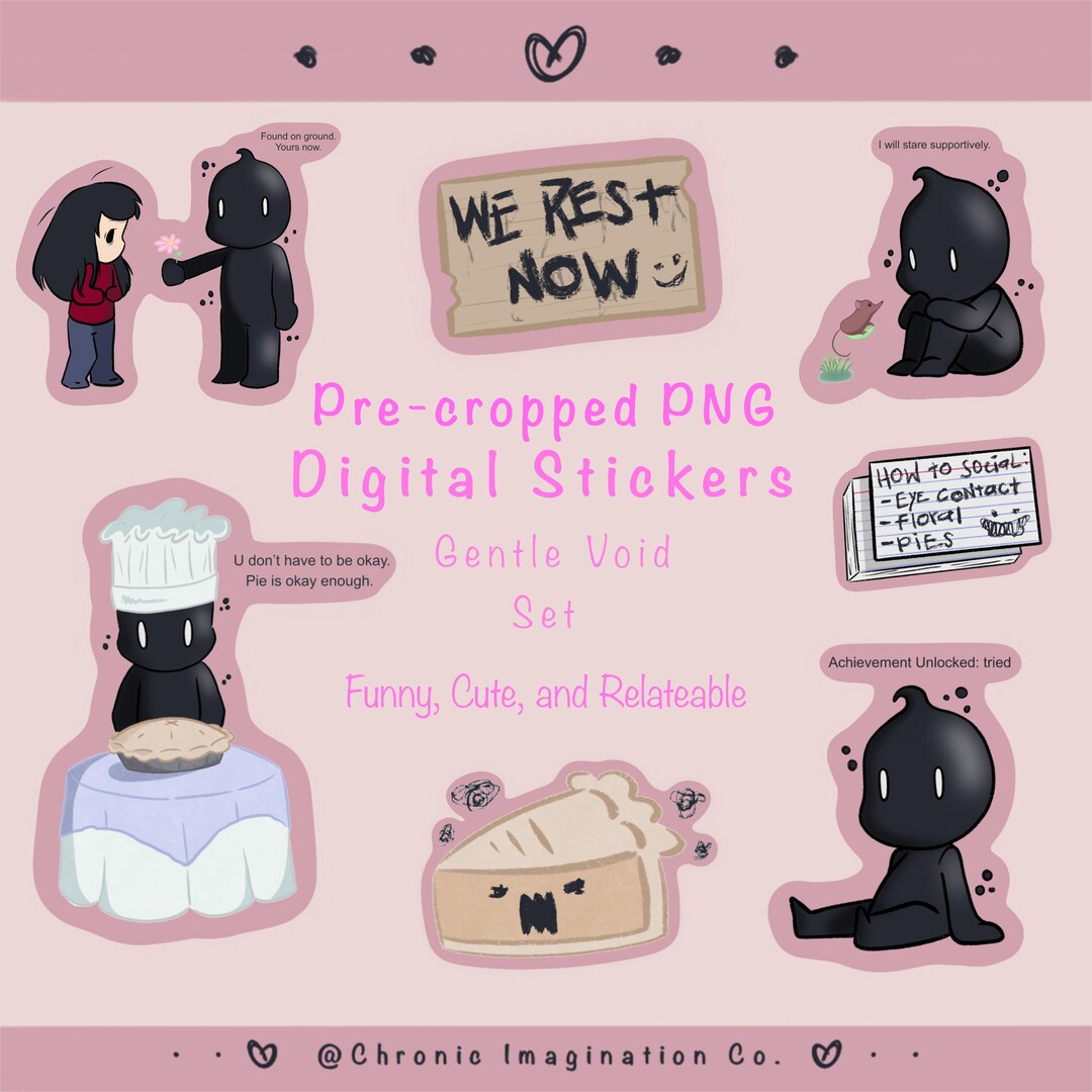 Gentle Void Sticker Bundle 7 Emotional Support Stickers | Cute Kawaii ...