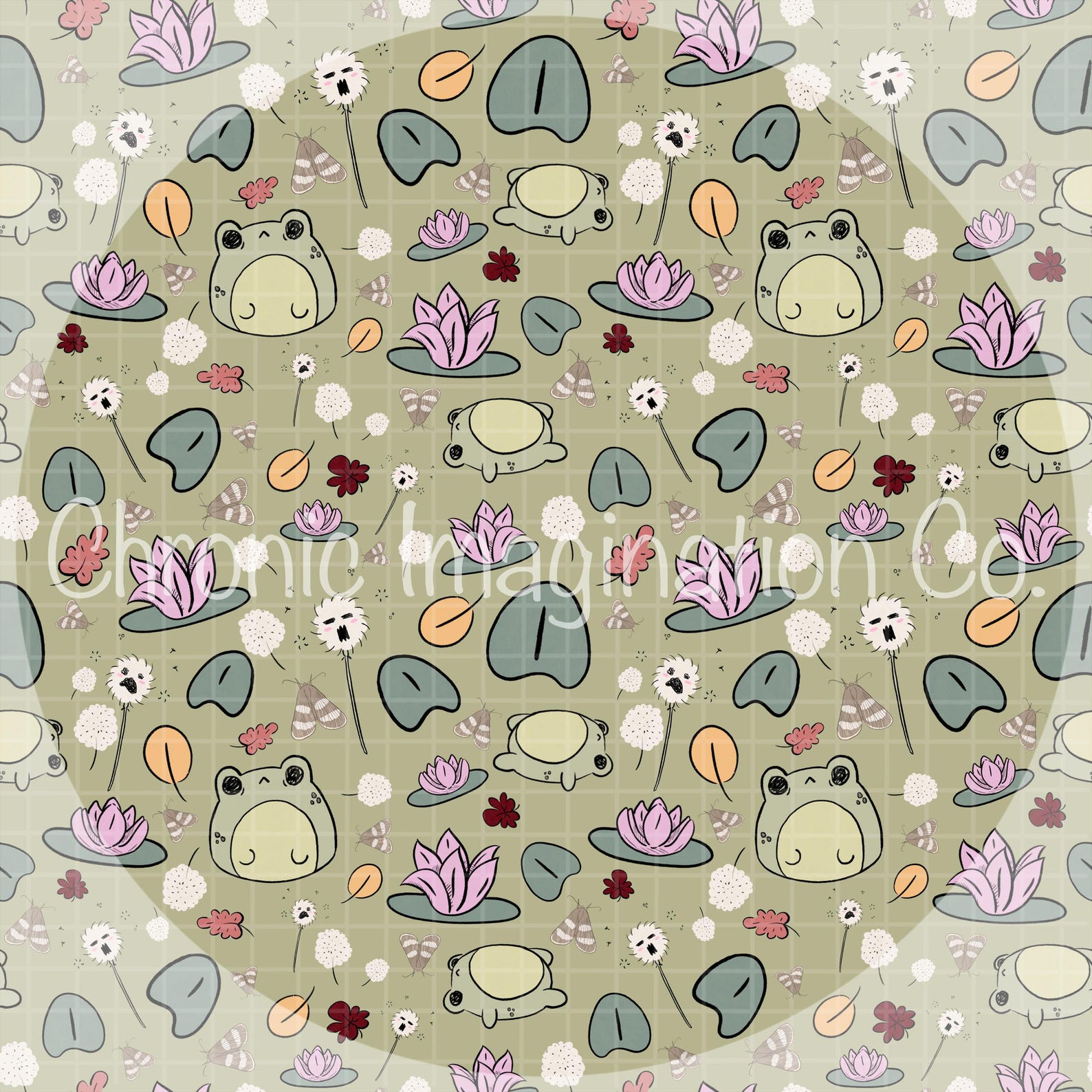 Creepy Cute Frog Seamless Pattern Digital Download – Kawaii Pond Lily ...