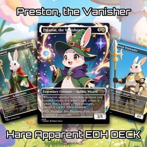 Preston the Vanisher Rabbit Tribal MTG Commander Deck – EDH Proxy 100 Card Proxy Custom Art