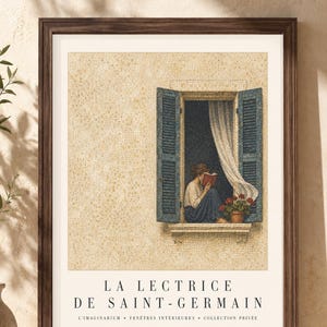French Reading Nook Print, Book Lover Gift, French Country Decor | La Lectrice de Saint-Germain