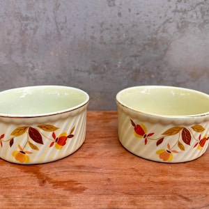 Hall Superior Quality China Jewel Tea Autumn Leaf French Baker 4” Set of Two