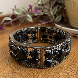 Vintage Maximalist Y2K Glam Statement Multicolor Pavé Crystal Clamper Bracelet Maximalist Bracelet Gold - Etsy main image 3