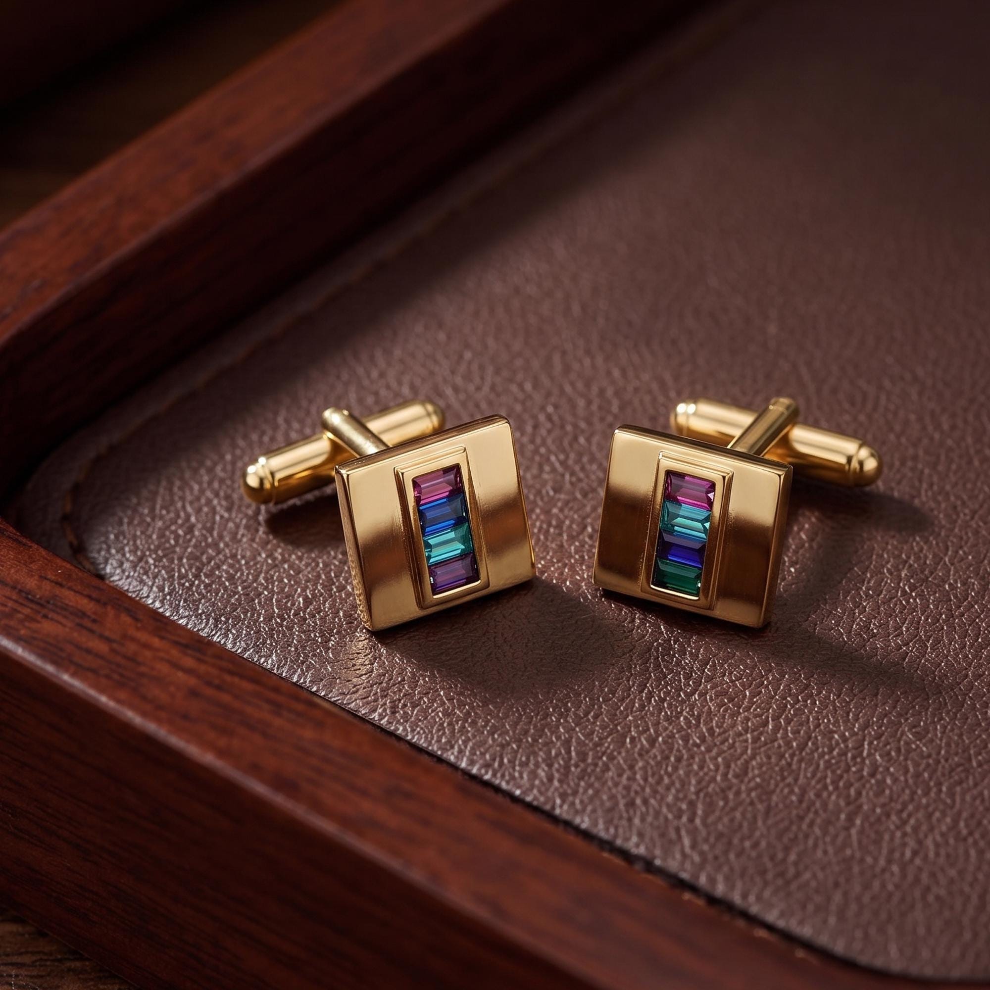 925 Sterling Silver Custom Birthstone Handmade Cufflinks, Men's Gift, Father Gift
