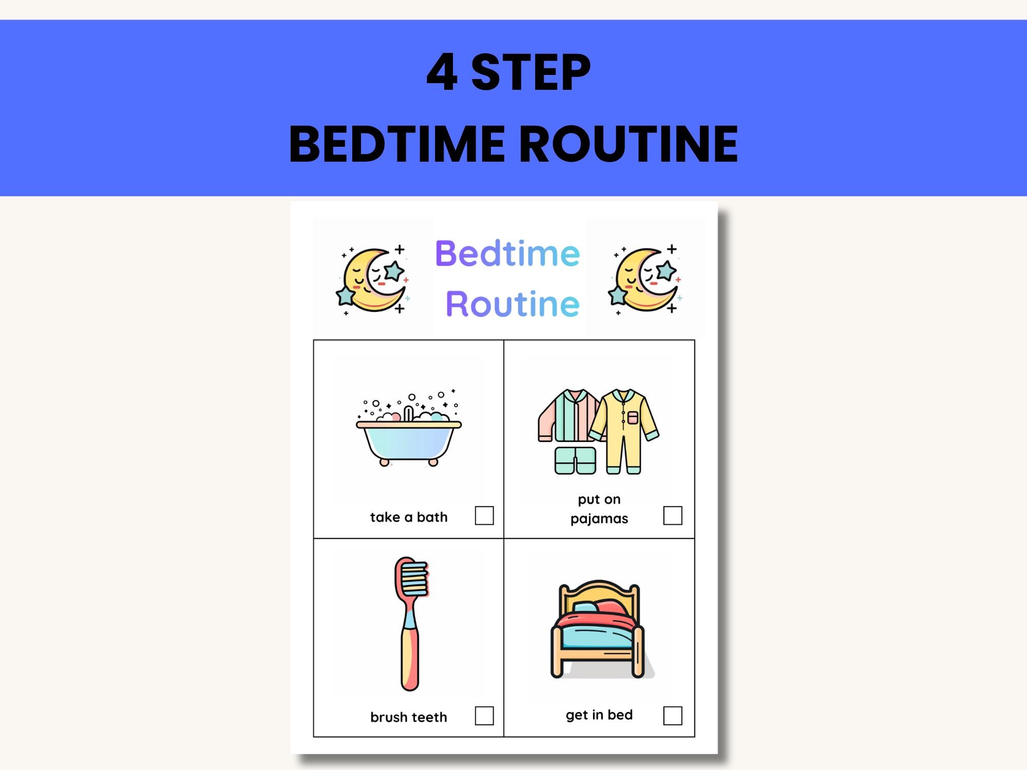 Simple Bedtime Routine Visual Simple Bedtime Routine Chart for Kids Printable | Easy Night Routine ...