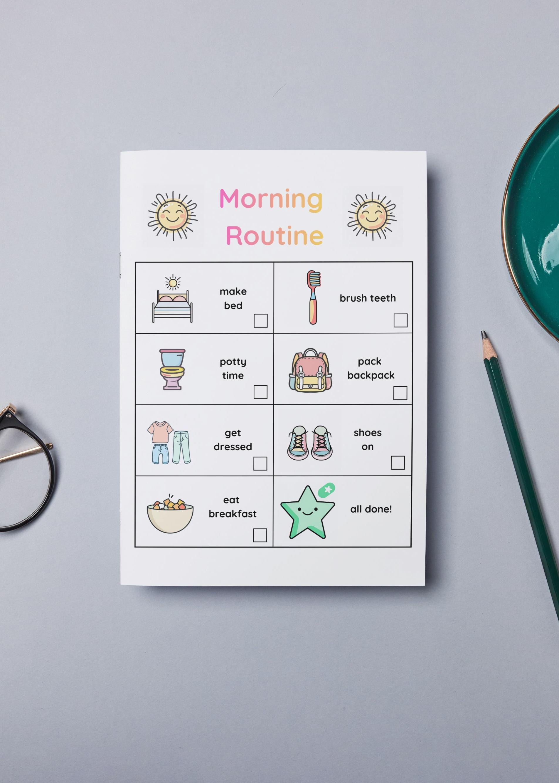 Morning Routine & Checklist Kids, Printable Responsibility Chart