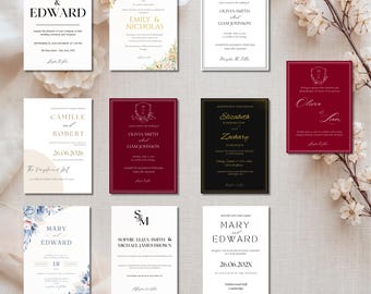 Canva editable, invitaciones con código QR, invitaciones de boda imprimibles, descarga digital, plantilla de invitación, 150 plantillas de Canva, RSVP con código QR
